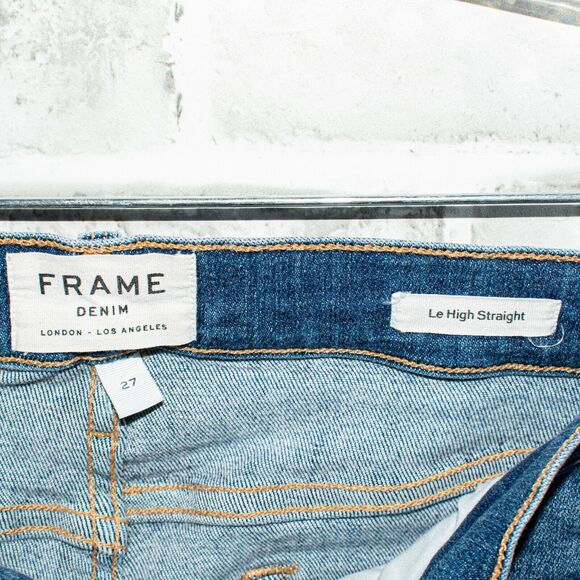 FRAME Denim Le High Straight Jeans Cropped Ripped Alpine Peak size 27 - Picture 3 of 11